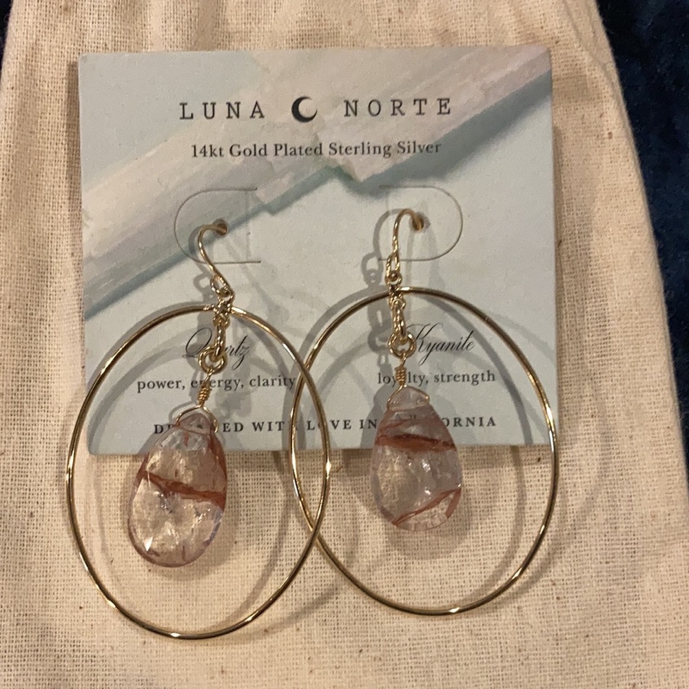 LUNA NORTE 14K GOLD PLATED STERLING SILVER EARRINGS - Picture 3 of 6